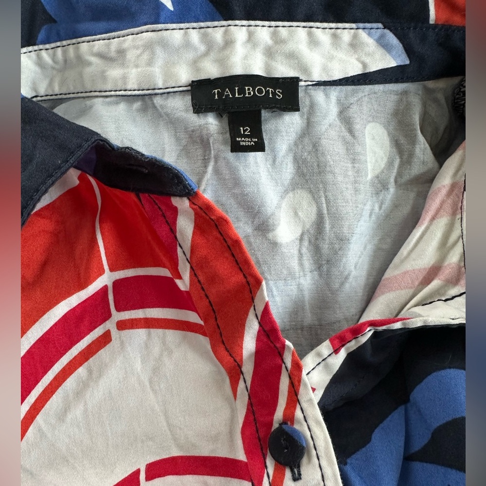 Talbots Red and Blue Abstract Midi Dress - Picture 2 of 5